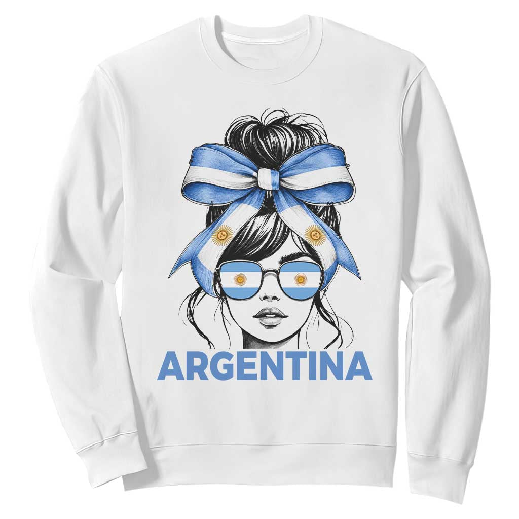 Messy Bun Argentina Pride Argentinian Girl Sweatshirt TS11 White Print Your Wear