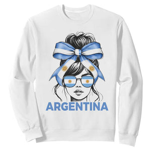 Messy Bun Argentina Pride Argentinian Girl Sweatshirt TS11 White Print Your Wear