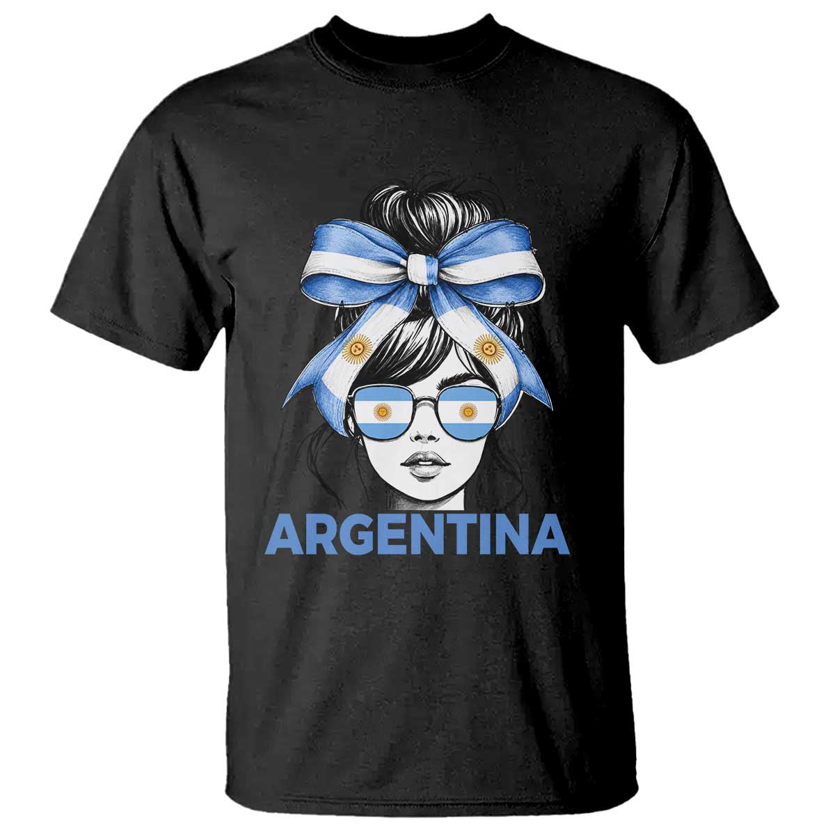 Messy Bun Argentina Pride Argentinian Girl T Shirt TS11 Black Print Your Wear