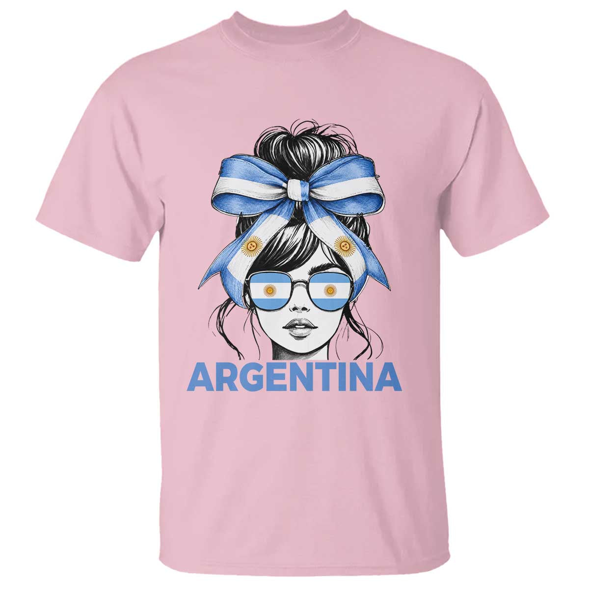 Messy Bun Argentina Pride Argentinian Girl T Shirt TS11 Light Pink Print Your Wear