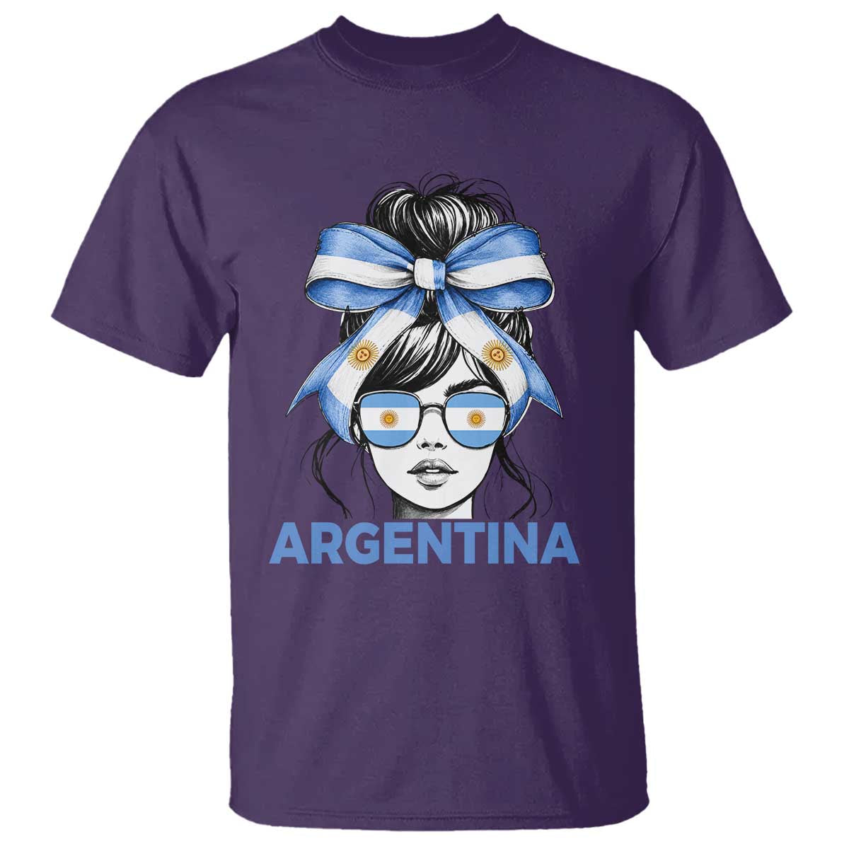 Messy Bun Argentina Pride Argentinian Girl T Shirt TS11 Purple Print Your Wear
