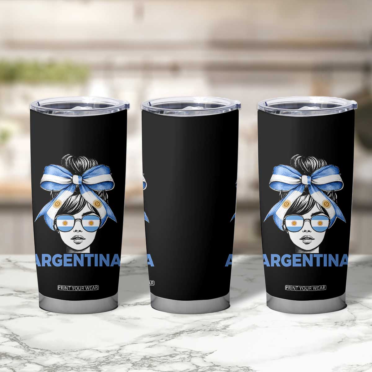 Messy Bun Argentina Pride Argentinian Girl Tumbler Cup TS11 Print Your Wear