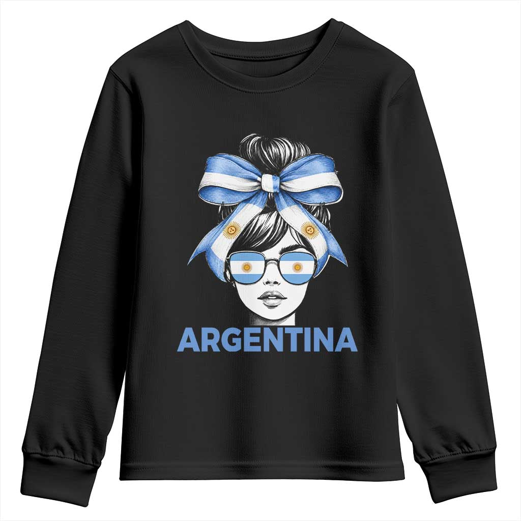 Messy Bun Argentina Pride Argentinian Girl Youth Sweatshirt TS11 Black Print Your Wear