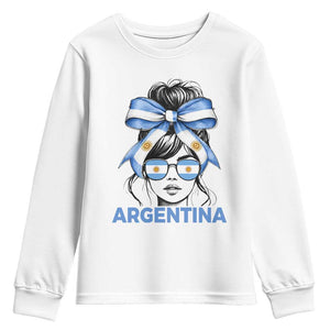 Messy Bun Argentina Pride Argentinian Girl Youth Sweatshirt TS11 White Print Your Wear