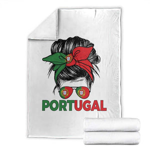 Portugal Messy Bun Girl Pride Portuguese Roots Throw Blanket TS11 White Print Your Wear