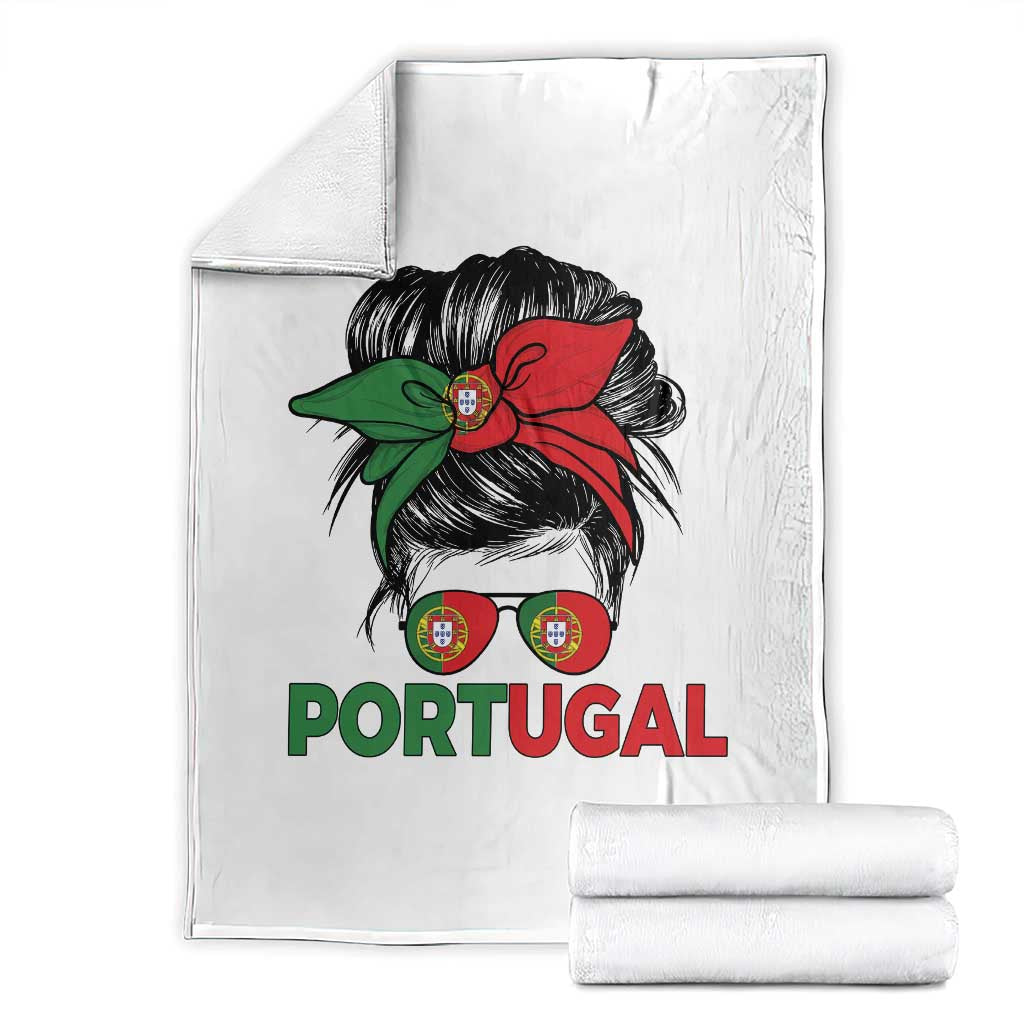 Portugal Messy Bun Girl Pride Portuguese Roots Throw Blanket TS11 White Print Your Wear