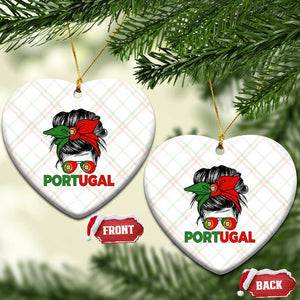 Portugal Messy Bun Girl Pride Portuguese Roots Ceramic Ornament TS11 Print Your Wear