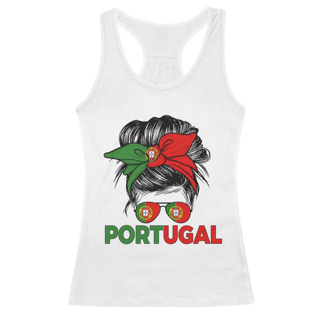 Portugal Messy Bun Girl Pride Portuguese Roots Racerback Tank Top TS11 White Print Your Wear