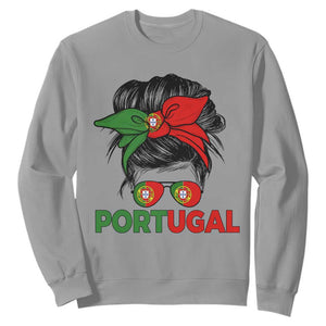 Portugal Messy Bun Girl Pride Portuguese Roots Sweatshirt TS11 Sport Gray Print Your Wear