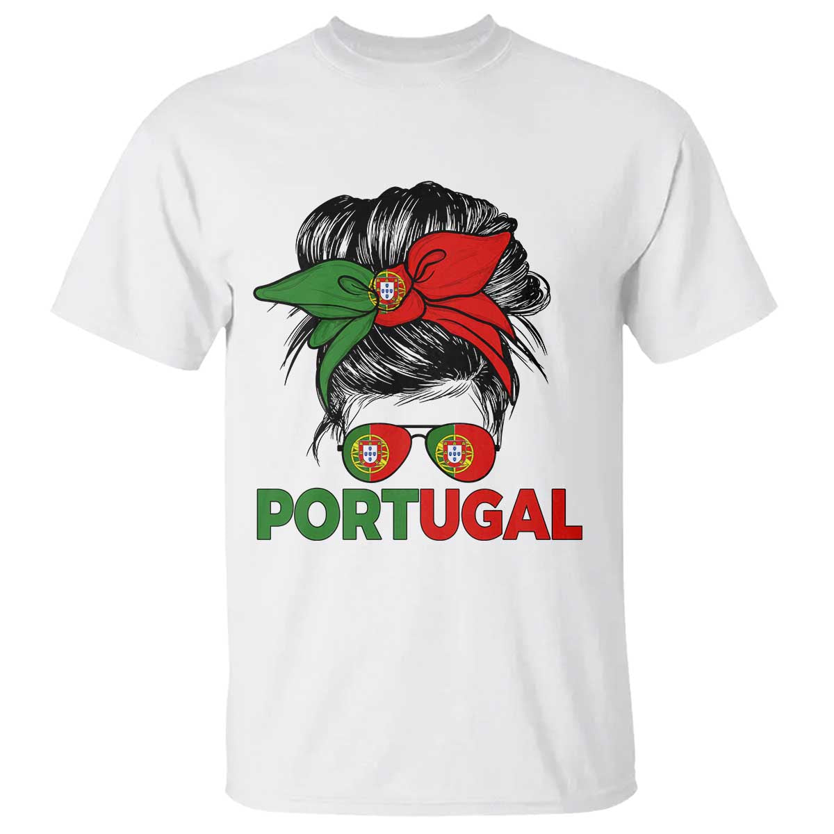 Portugal Messy Bun Girl Pride Portuguese Roots T Shirt TS11 White Print Your Wear