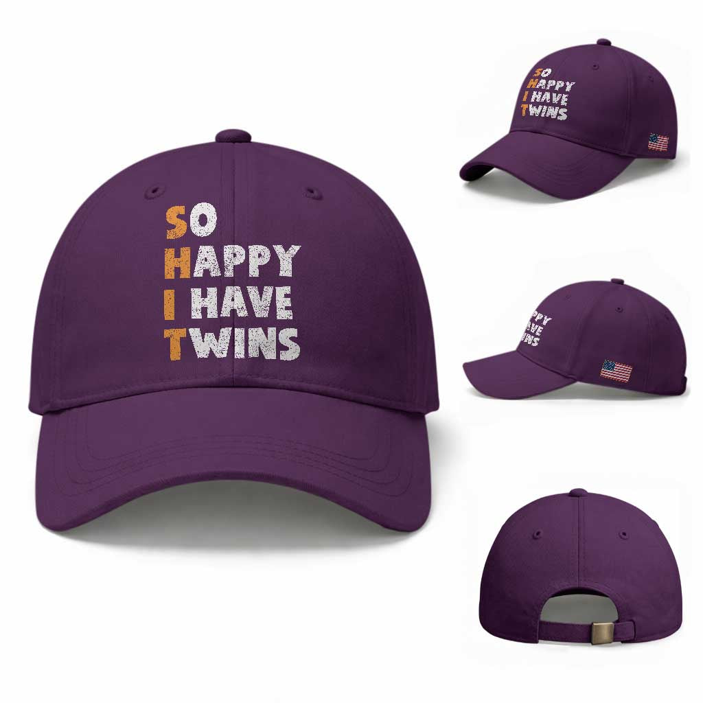 Shit So I Have Twins Baseball Cap Funny Twin Dad Twin Mom TS11 Baseball Cap Universal Fit Purple Print Your Wear