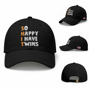 Shit So I Have Twins Baseball Cap Funny Twin Dad Twin Mom TS11 Baseball Cap Universal Fit Black Print Your Wear
