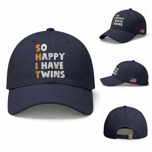 Shit So I Have Twins Baseball Cap Funny Twin Dad Twin Mom TS11 Baseball Cap Universal Fit Navy Print Your Wear