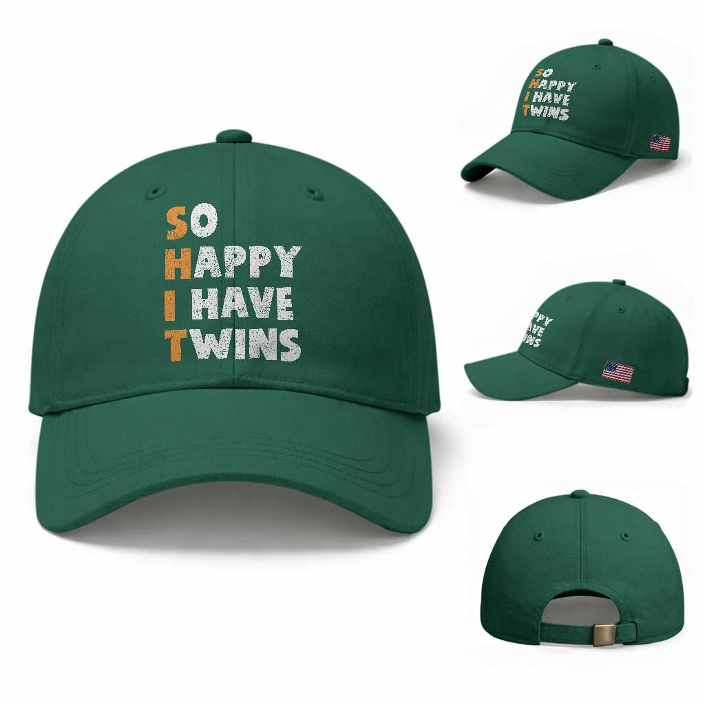 Shit So I Have Twins Baseball Cap Funny Twin Dad Twin Mom TS11 Baseball Cap Universal Fit Irish Green Print Your Wear
