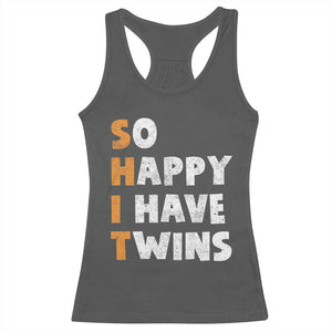 Shit So I Have Twins Racerback Tank Top Funny Twin Dad Twin Mom TS11 Dark Heather Print Your Wear