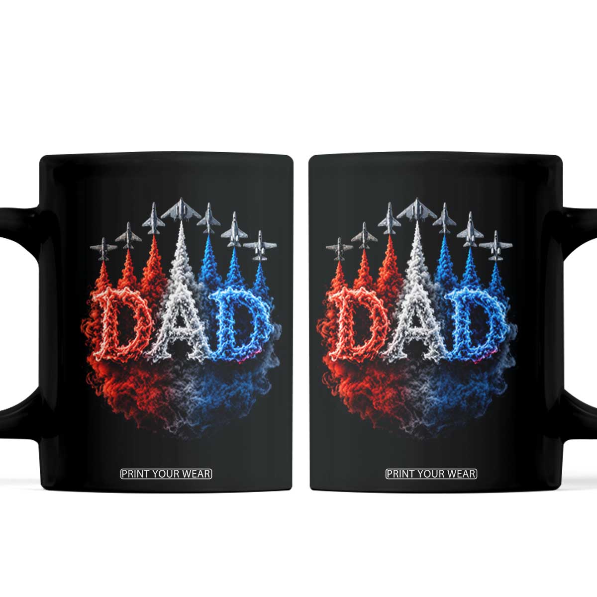 Patriotic Dad Jet Fighter American Flag 4th of July Coffee Mug TS11 Black Print Your Wear