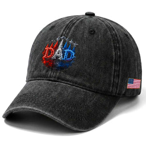Patriotic Dad Jet Fighter American Flag 4th of July Washed Cotton Baseball Cap TS11 Print Your Wear
