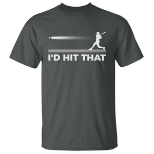 Funny Baseball T Shirt I'd Hit That Sport Player TS11 Dark Heather Print Your Wear