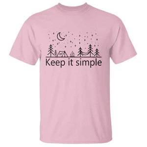 Funny Camping T Shirt Keep It Simple Outdoor Minimalist TS11 Light Pink Print Your Wear