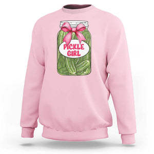 Funny Pickle Girl Sweatshirt Canned Dill Cucumber Pink Bow Coquette TS11 Light Pink Print Your Wear