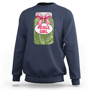 Funny Pickle Girl Sweatshirt Canned Dill Cucumber Pink Bow Coquette TS11 Navy Print Your Wear