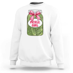 Funny Pickle Girl Sweatshirt Canned Dill Cucumber Pink Bow Coquette TS11 White Print Your Wear