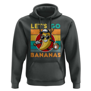 Funny Baseball Hoodie Let's Go Bananas Bat Ball Sport TS11 Dark Heather Print Your Wear
