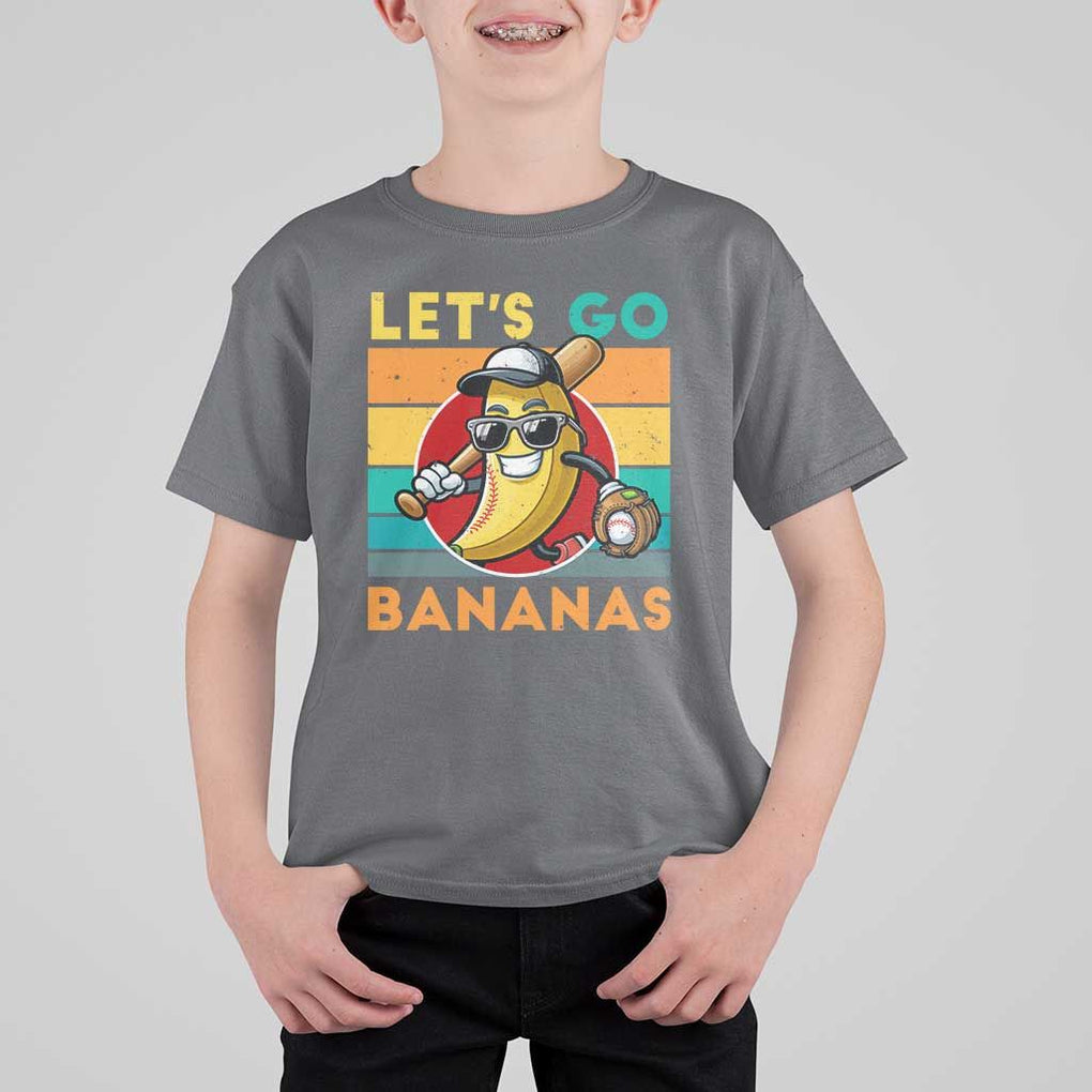 Funny Baseball T Shirt For Kid Let's Go Bananas Bat Ball Sport TS11 Charcoal Print Your Wear