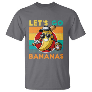 Funny Baseball T Shirt Let's Go Bananas Bat Ball Sport TS11 Charcoal Print Your Wear