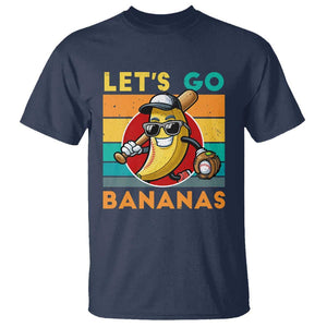 Funny Baseball T Shirt Let's Go Bananas Bat Ball Sport TS11 Navy Print Your Wear