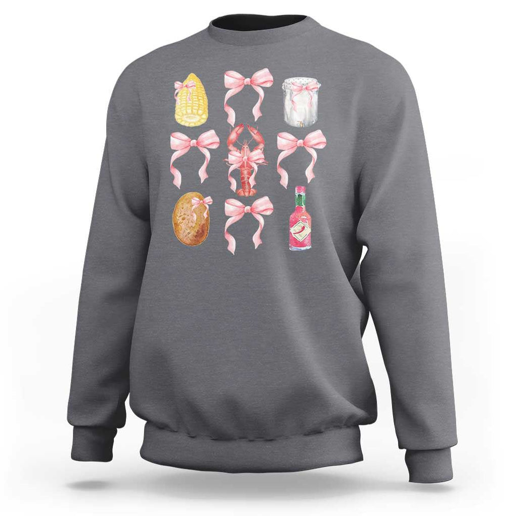 Funny Crawfish Bow Pink Sweatshirt Cute Coquette Y2k Clean Girl Aesthetic TS11 Charcoal Print Your Wear