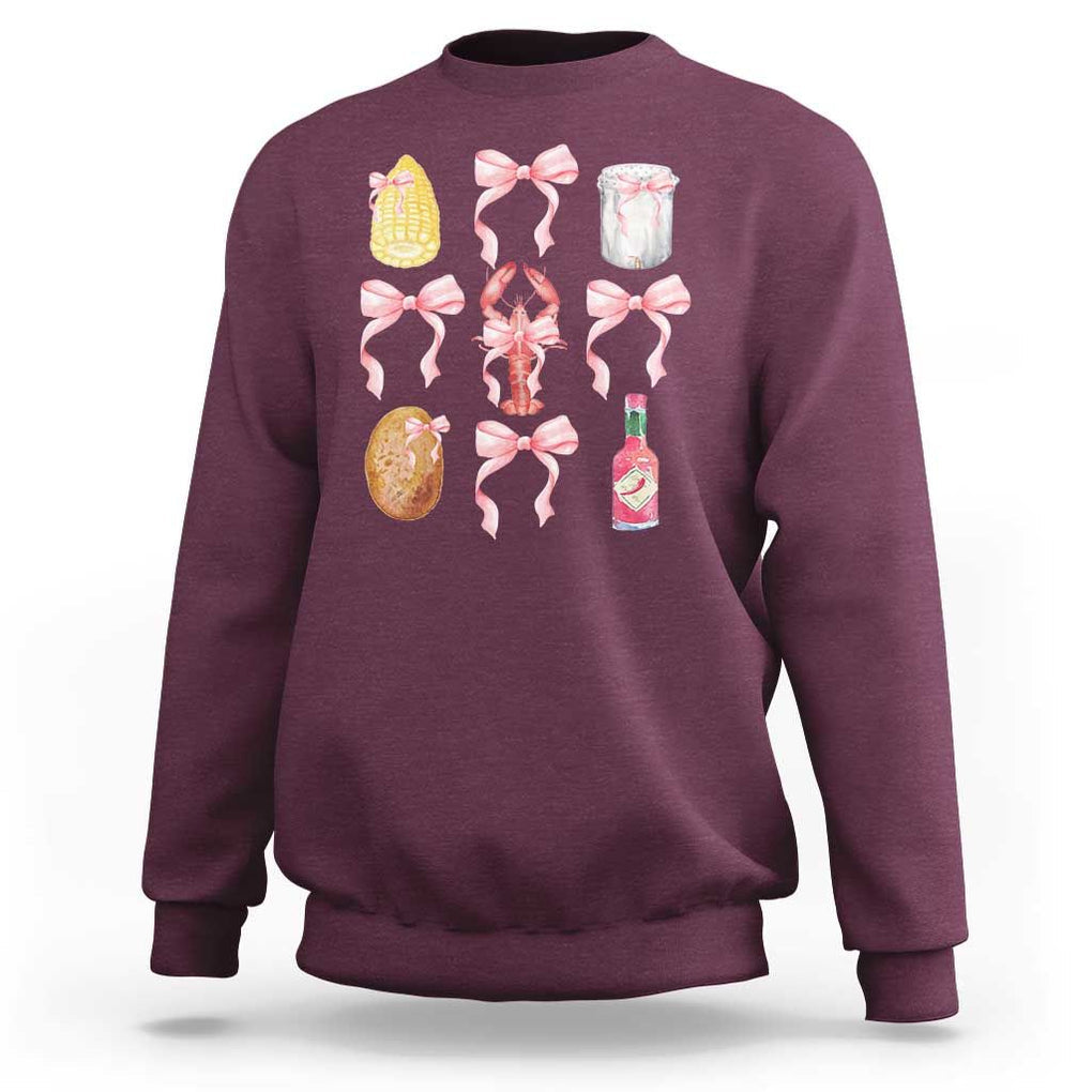 Funny Crawfish Bow Pink Sweatshirt Cute Coquette Y2k Clean Girl Aesthetic TS11 Maroon Print Your Wear