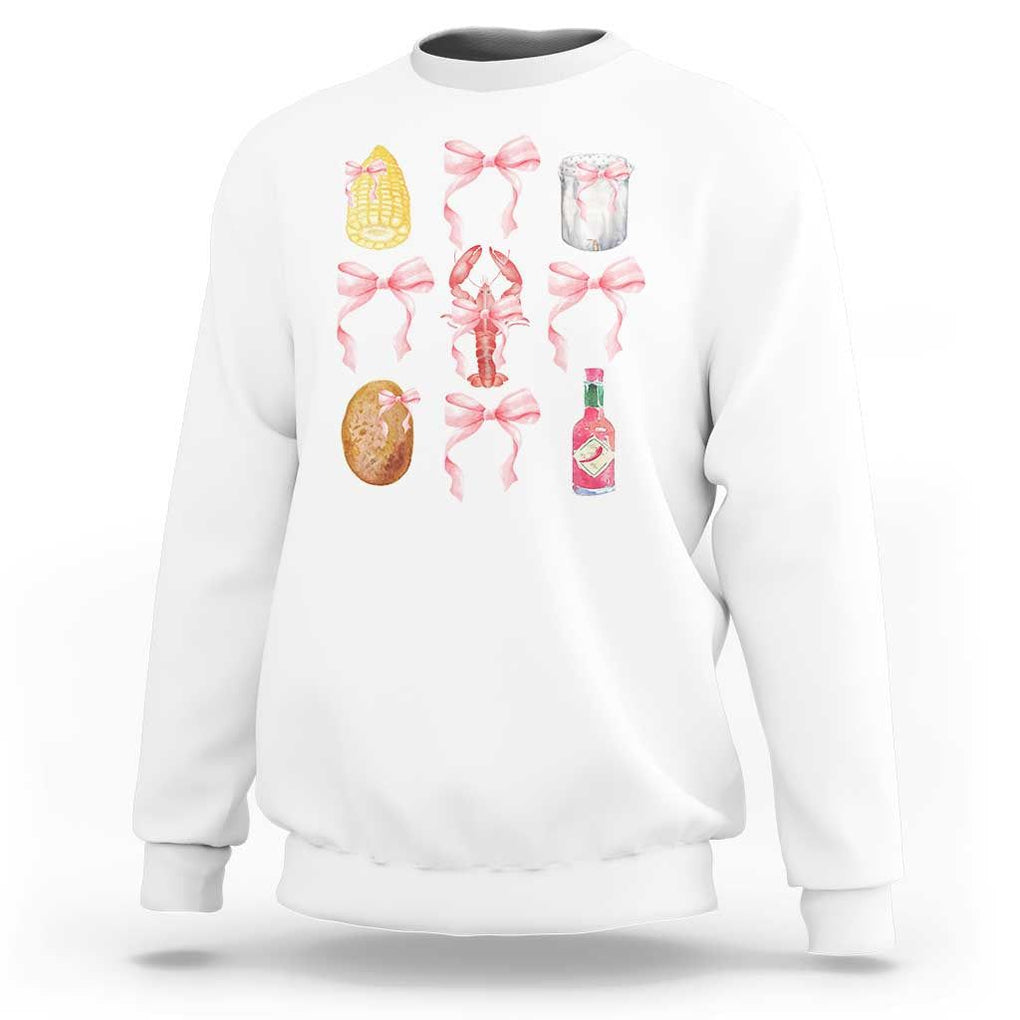 Funny Crawfish Bow Pink Sweatshirt Cute Coquette Y2k Clean Girl Aesthetic TS11 White Print Your Wear