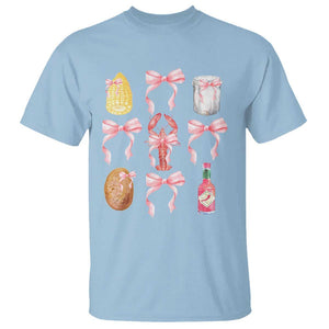 Funny Crawfish Bow Pink T Shirt Cute Coquette Y2k Clean Girl Aesthetic TS11 Light Blue Print Your Wear