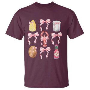 Funny Crawfish Bow Pink T Shirt Cute Coquette Y2k Clean Girl Aesthetic TS11 Maroon Print Your Wear