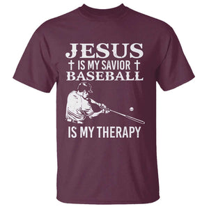 Jesus Is My Savior Baseball Is My Therapy T Shirt Funny Christian Sports Lover Player TS11 Maroon Print Your Wear