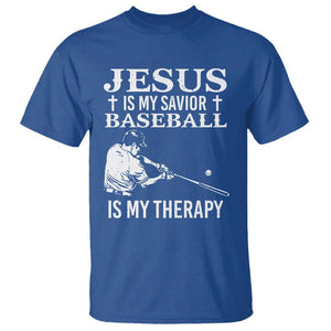 Jesus Is My Savior Baseball Is My Therapy T Shirt Funny Christian Sports Lover Player TS11 Royal Blue Print Your Wear