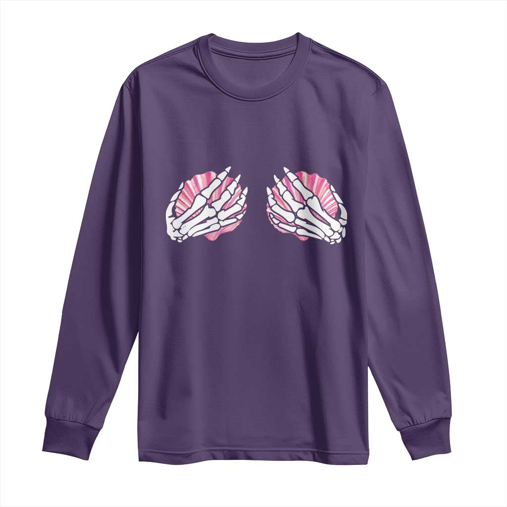 Funny Skeleton Hands Seashell Bikini Halloween Beach Long Sleeve Shirt TS11 Purple Print Your Wear