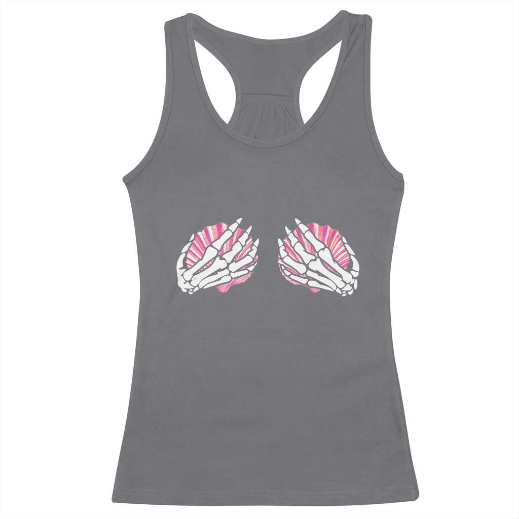 Funny Skeleton Hands Seashell Bikini Halloween Beach Racerback Tank Top TS11 Charcoal Print Your Wear