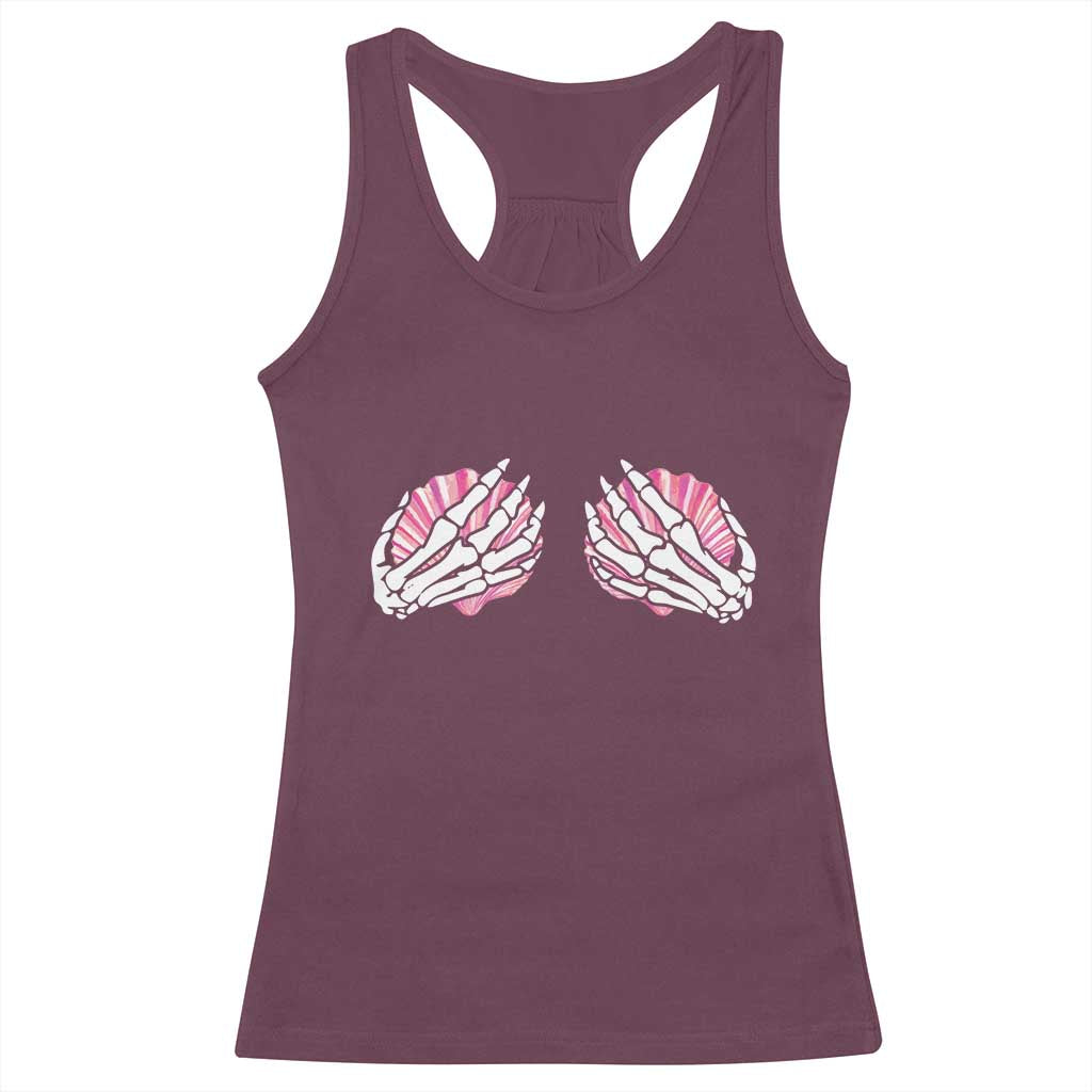 Funny Skeleton Hands Seashell Bikini Halloween Beach Racerback Tank Top TS11 Maroon Print Your Wear