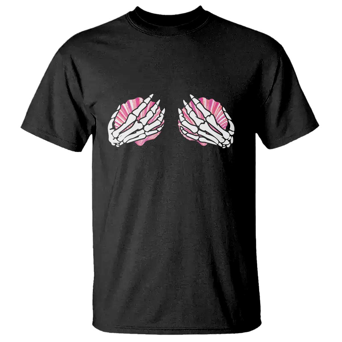 Funny Skeleton Hands Seashell Bikini Halloween Beach T Shirt TS11 Black Print Your Wear