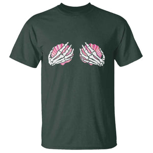 Funny Skeleton Hands Seashell Bikini Halloween Beach T Shirt TS11 Dark Forest Green Print Your Wear