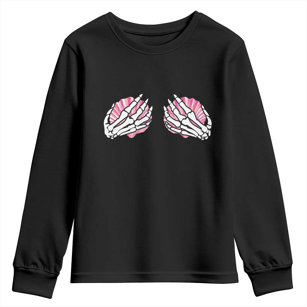 Funny Skeleton Hands Seashell Bikini Halloween Beach Youth Sweatshirt TS11 Black Print Your Wear