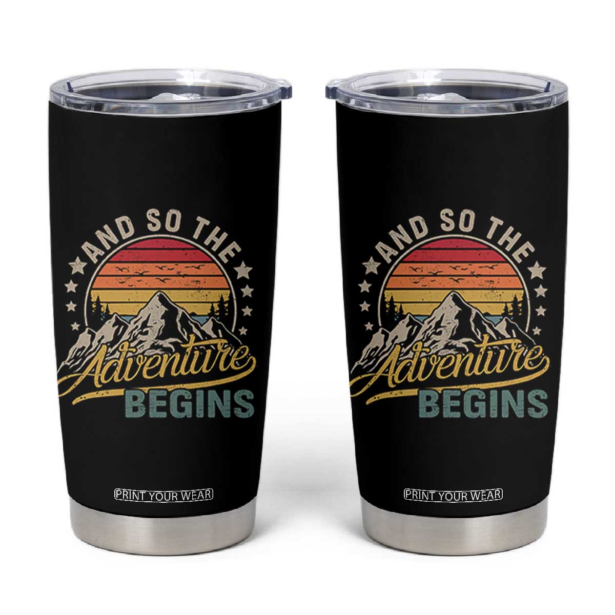 And So The Adventure Begins Tumbler Cup Camping Hiking Lover TS11 Black Print Your Wear