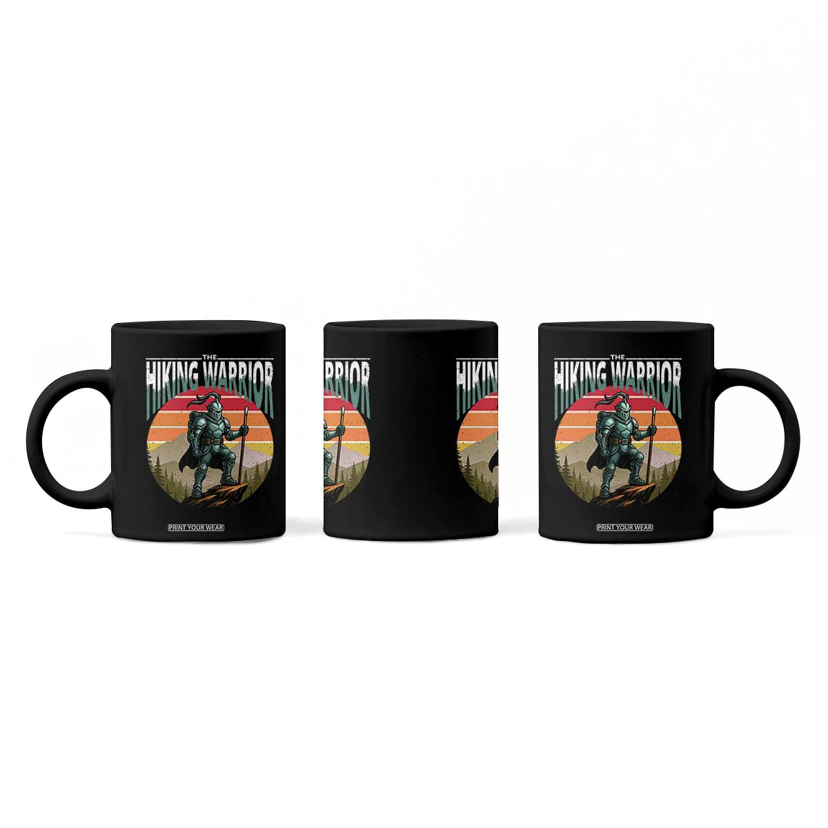 Funny Mountain Hikers Coffee Mug The Hiking Warrior Retro Forest Sunset TS11 Print Your Wear