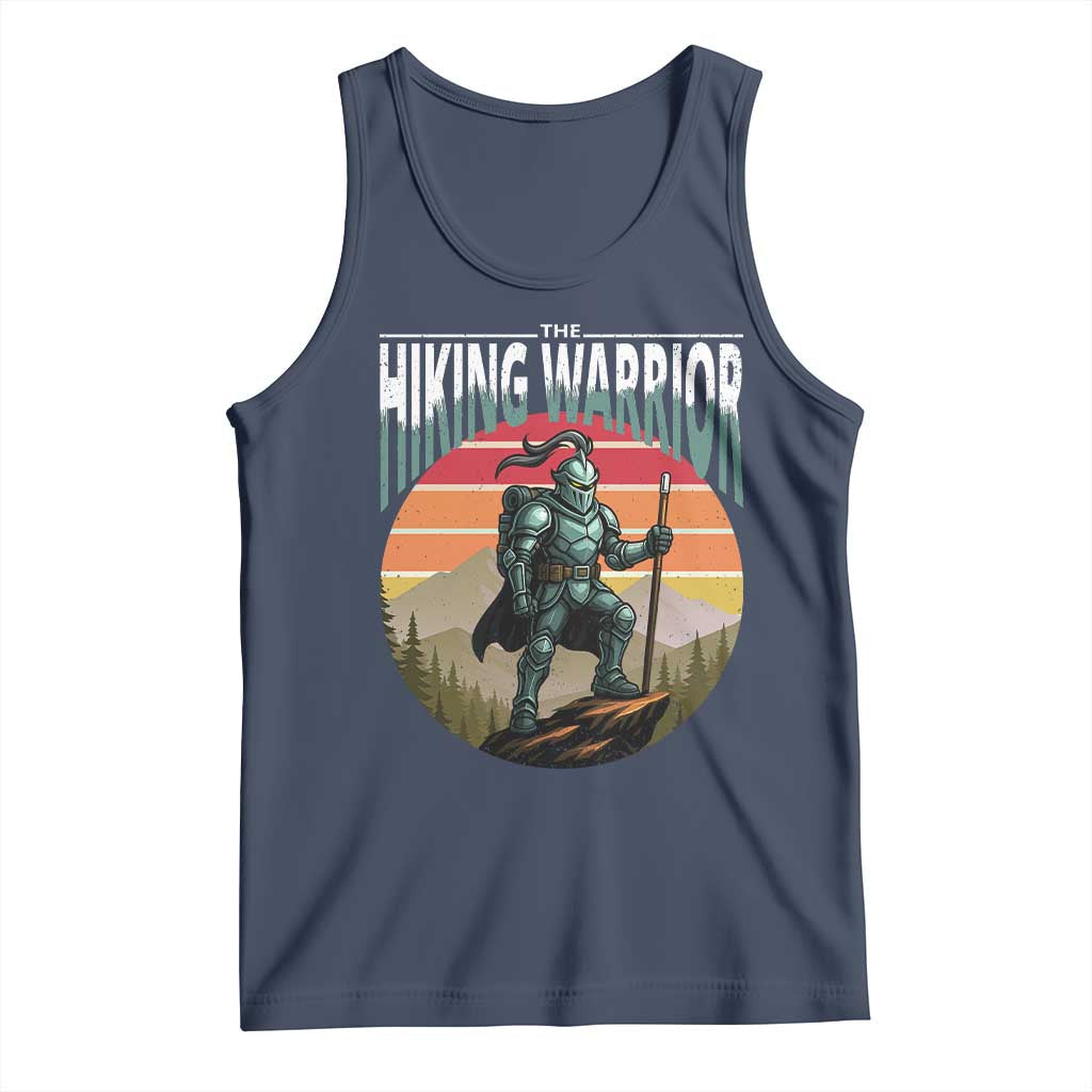 Funny Mountain Hikers Tank Top The Hiking Warrior Retro Forest Sunset TS11 Navy Print Your Wear