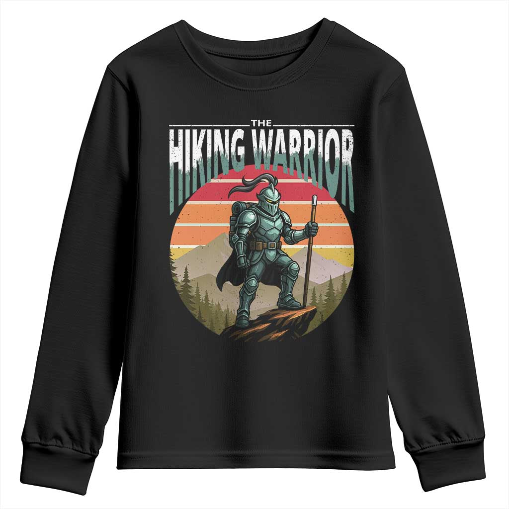Funny Mountain Hikers Youth Sweatshirt The Hiking Warrior Retro Forest Sunset TS11 Black Print Your Wear