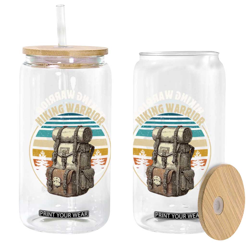 Funny Hiking Warrior Retro Backpack Nature Adventure Glass Can TS11 Print Your Wear