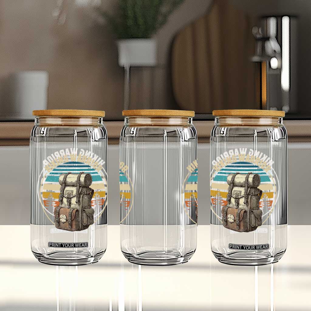 Funny Hiking Warrior Retro Backpack Nature Adventure Glass Can TS11 Print Your Wear