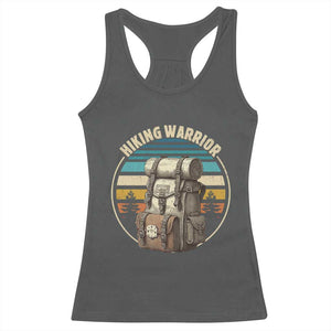 Funny Hiking Warrior Retro Backpack Nature Adventure Racerback Tank Top TS11 Dark Heather Print Your Wear